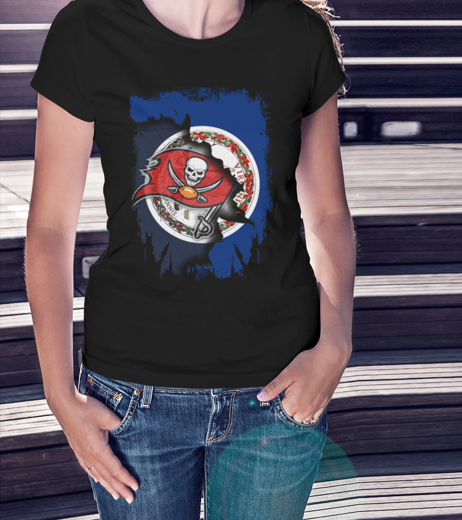 Virginia Buccaneers Unity Flag Skull Football T-Shirt