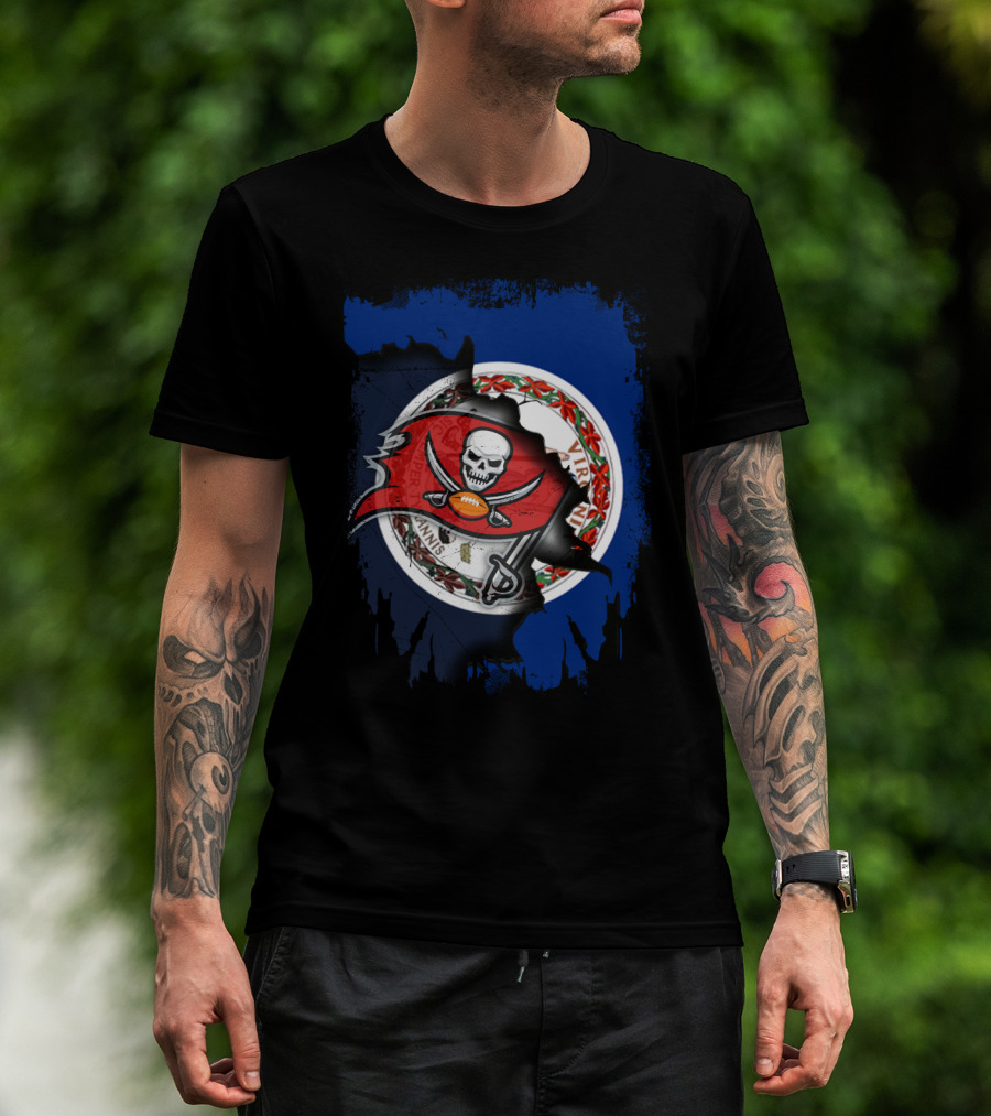 Virginia Buccaneers Unity Flag Skull Football T-Shirt