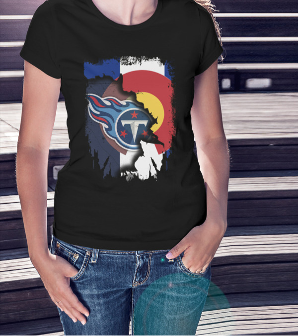 Together Colorado With Titans Logo Overlapping State Flag Colors T-Shirt