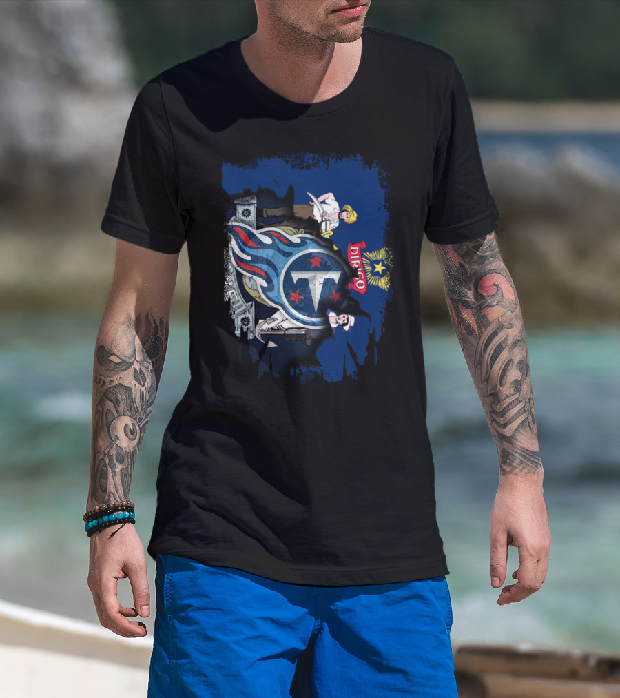 Maine State Flag With Tennessee Titans T-Shirt