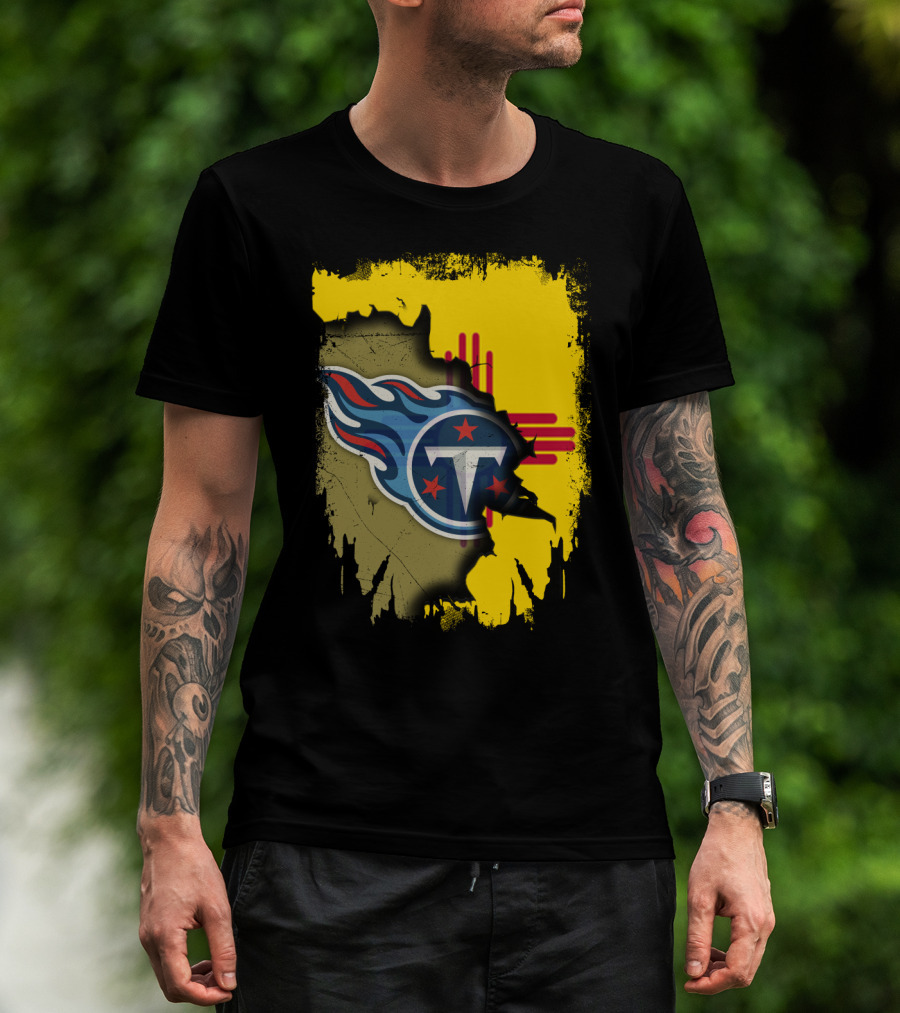 Together New Mexico Titans Flame Logo Zia Symbol Background T-Shirt