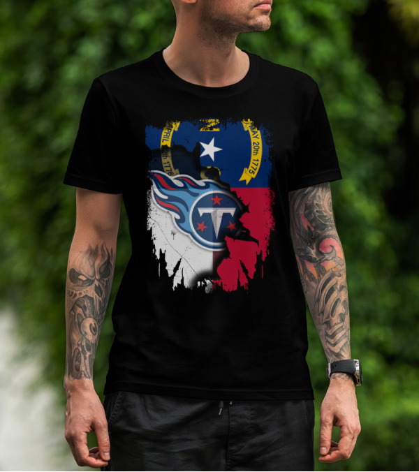 North Carolina State Pride With Tennessee Titans Logo Fusion T-Shirt