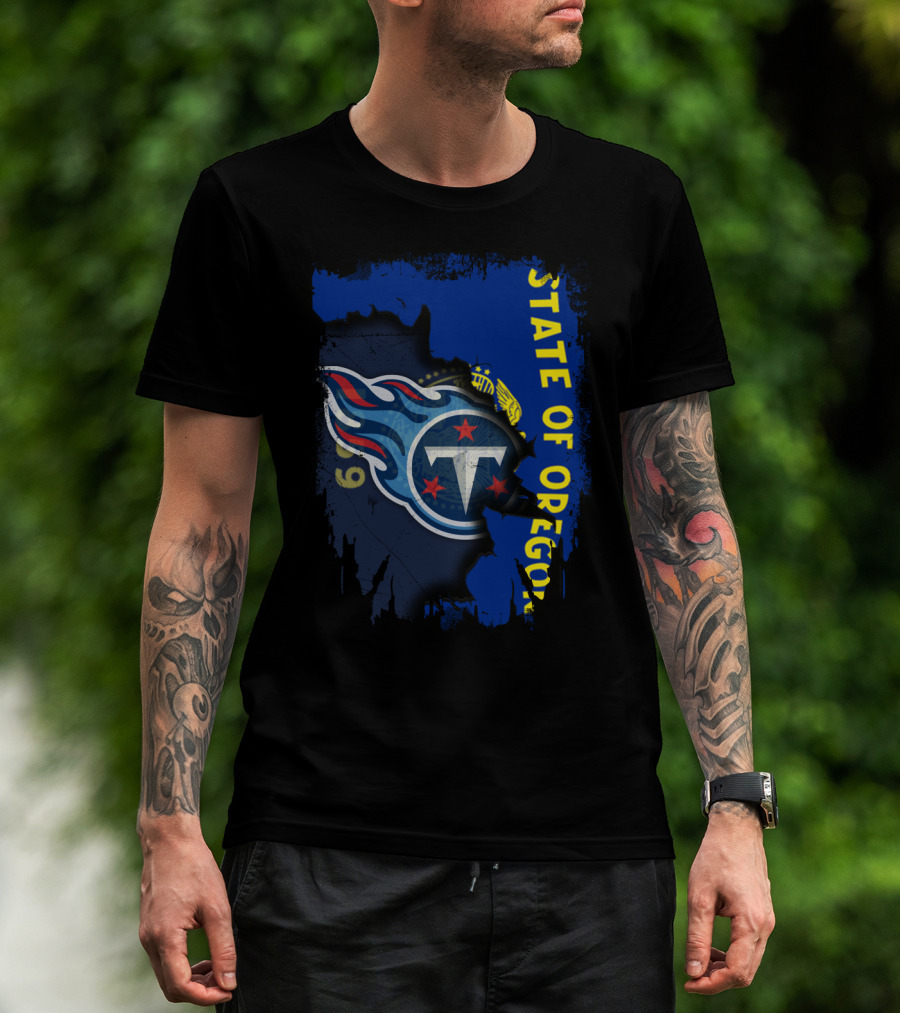 Titans Logo Overlay With State Of Oregon Flag T-Shirt