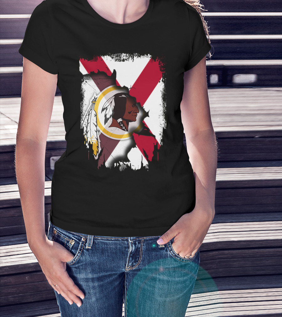 Alabama Flag Overlay With Washington Redskins T-Shirt