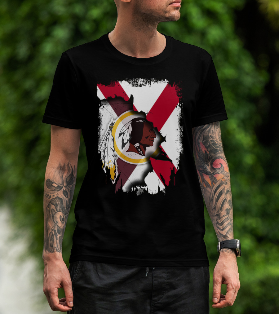 Alabama Flag Overlay With Washington Redskins T-Shirt