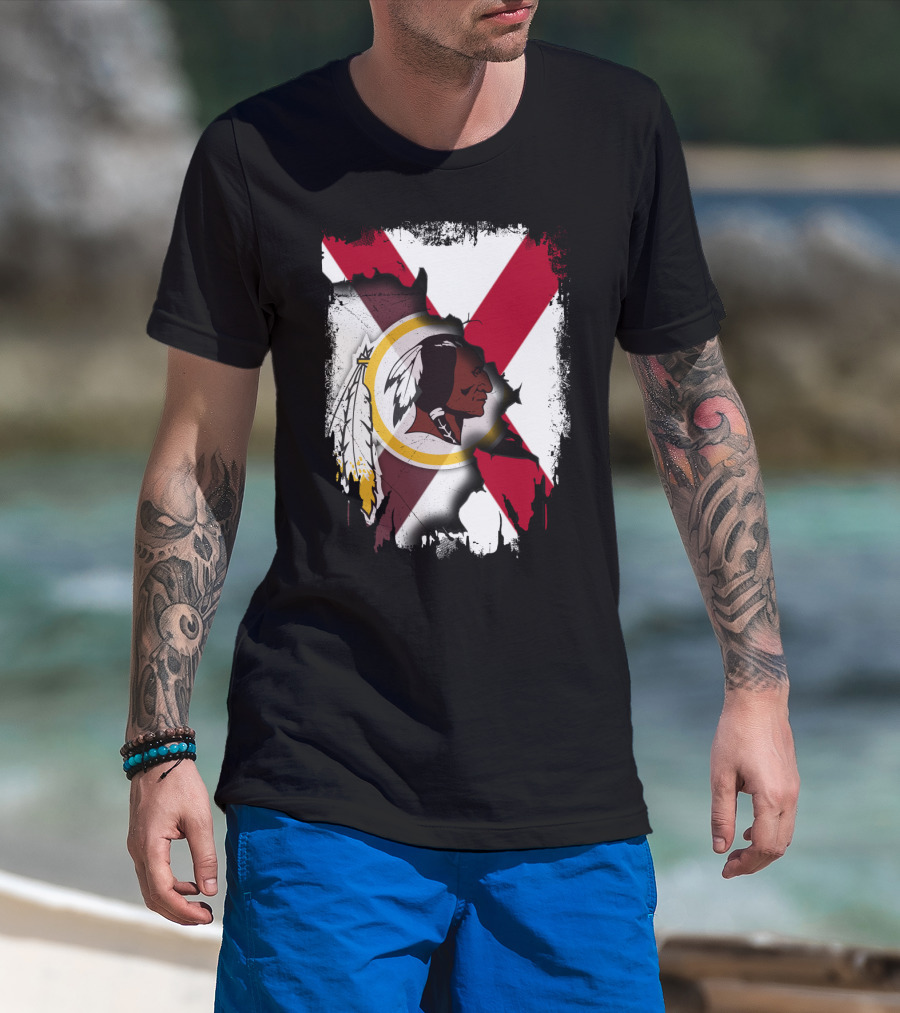 Alabama Flag Overlay With Washington Redskins T-Shirt