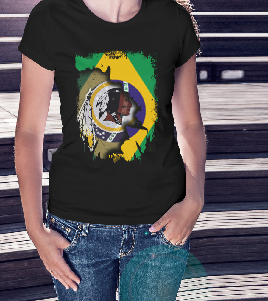 Together Brazil Flag With Redskins Football Team T-Shirt