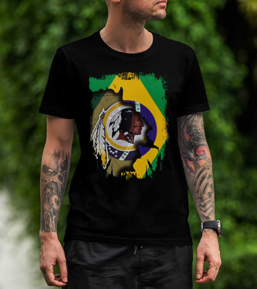 Together Brazil Flag With Redskins Football Team T-Shirt
