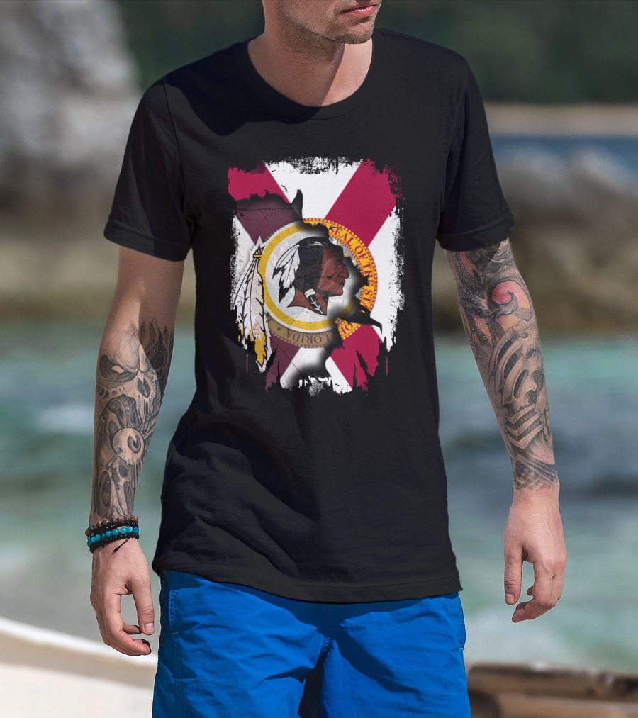 Florida State Flag With Redskins Face And Logo Together T-Shirt