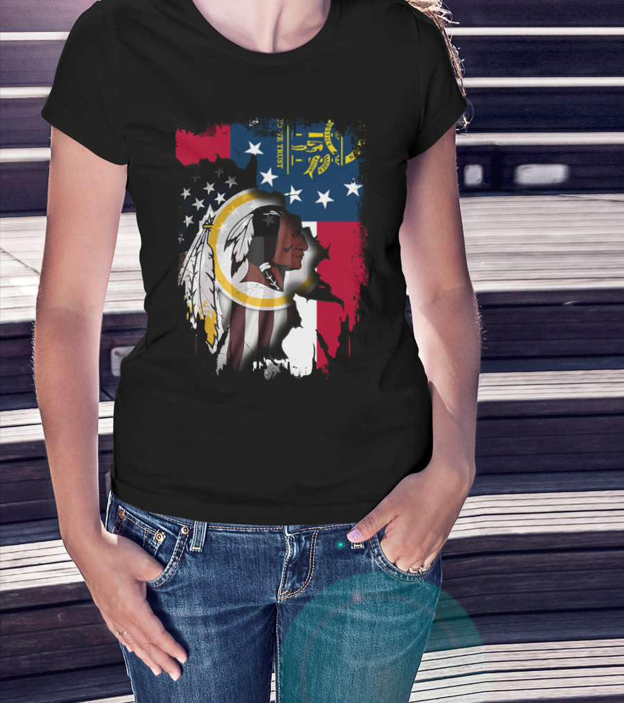 Georgia State Flag Merged With Washington Redskins T-Shirt