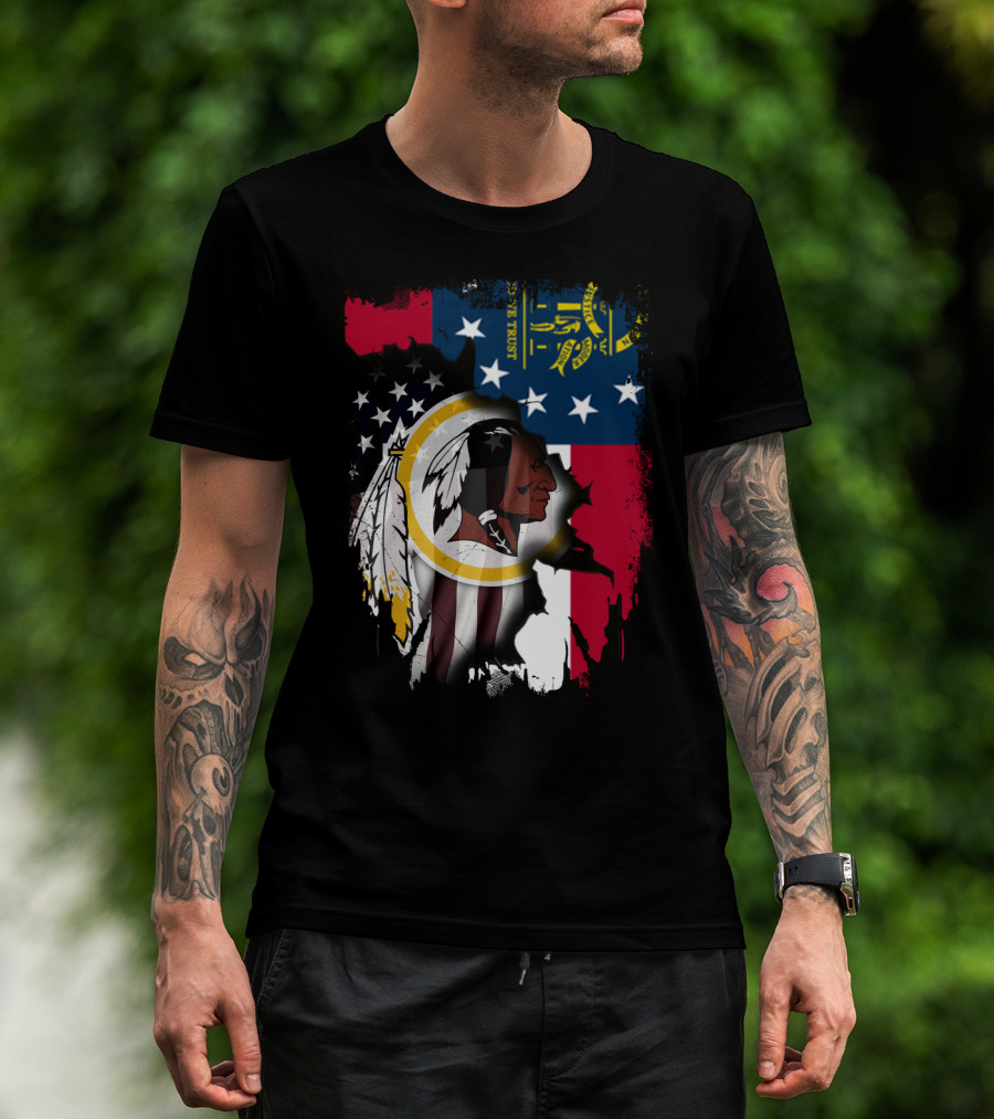Georgia State Flag Merged With Washington Redskins T-Shirt