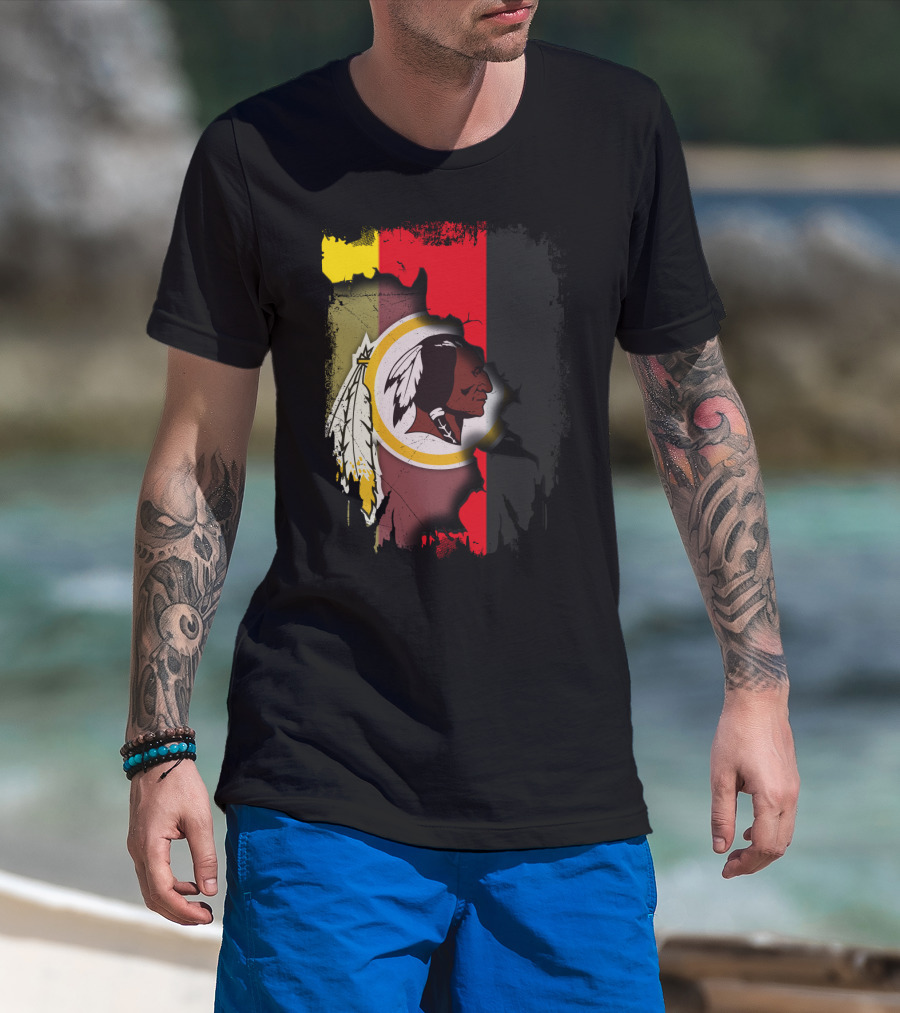 Germany Flag And Washington Football Team Logo Fusion T-Shirt