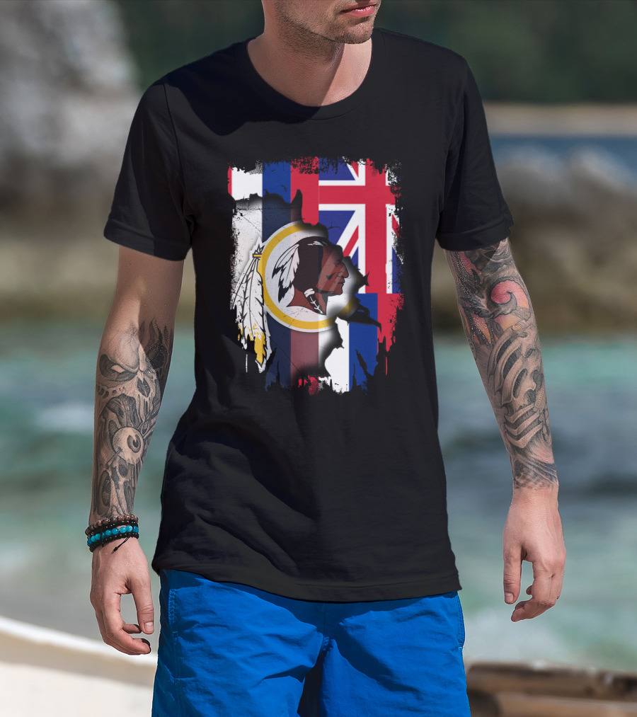 Hawaii Union Jack With Washington Redskins T-Shirt