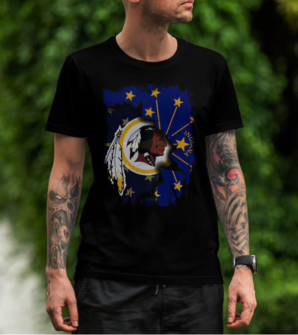 Indiana Stars And Redskins Logo Fusion T-Shirt
