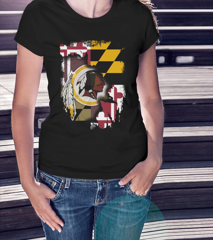 Maryland Flag With Washington Redskins T-Shirt