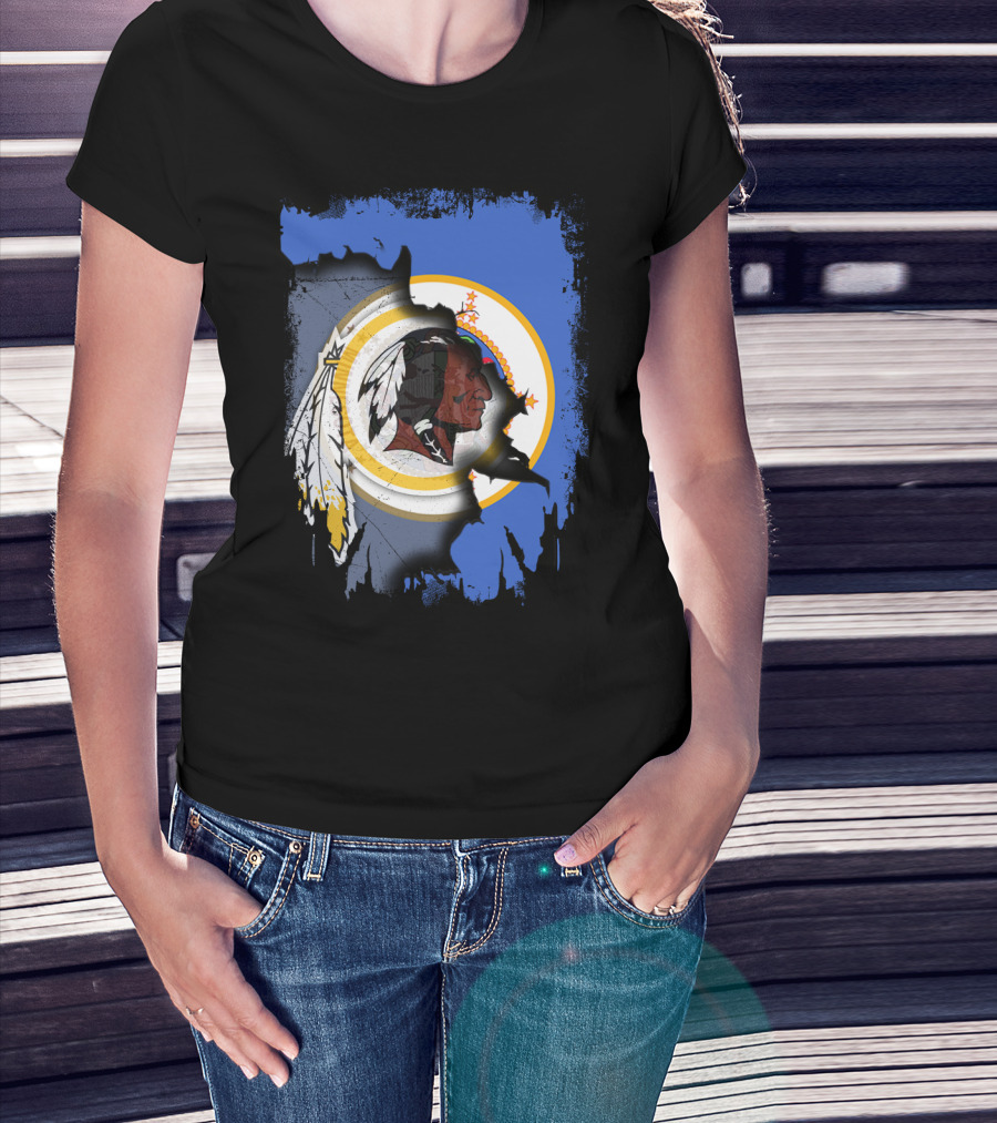 Together Minnesota With Redskins Vintage Logo And State Silhouette T-Shirt