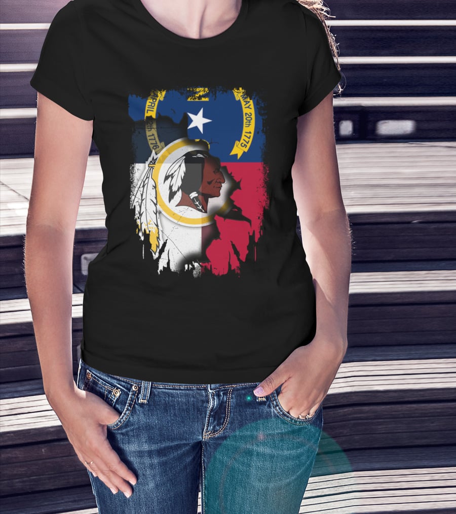 North Carolina State Flag Combined With Redskins T-Shirt
