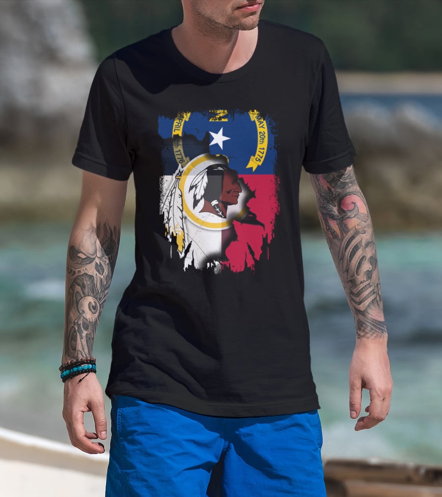 North Carolina State Flag Combined With Redskins T-Shirt
