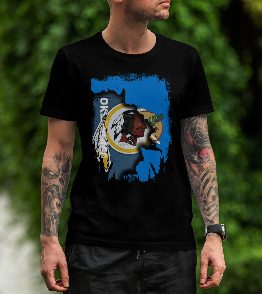 Oklahoma With Redskins Logo And Flag Elements T-Shirt