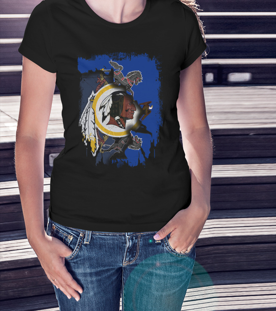 Together Pennsylvania Washington Redskins Logo With Two Black Knights Lions T-Shirt