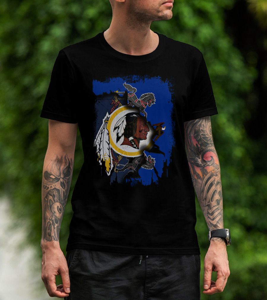 Together Pennsylvania Washington Redskins Logo With Two Black Knights Lions T-Shirt