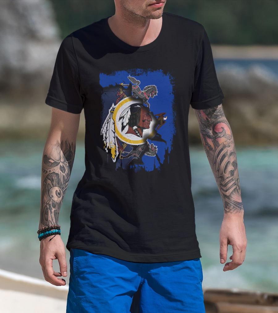 Together Pennsylvania Washington Redskins Logo With Two Black Knights Lions T-Shirt