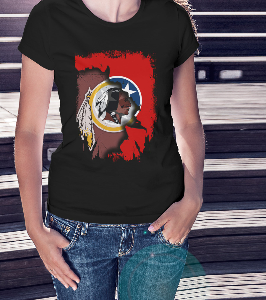 Tennessee Flag Overlay With Redskins Logo T-Shirt