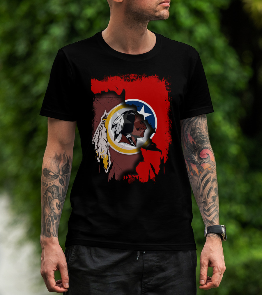 Tennessee Flag Overlay With Redskins Logo T-Shirt