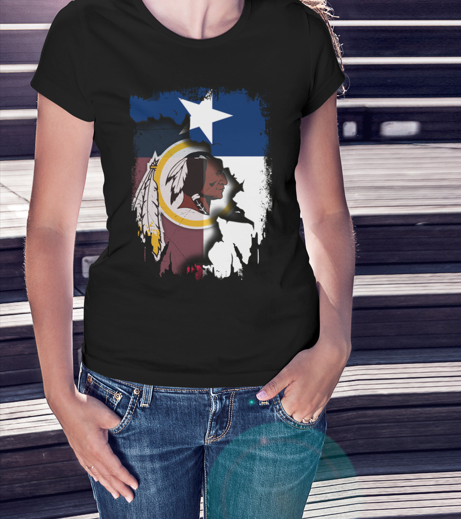 Texas Flag And Washington Redskins Logo United T-Shirt