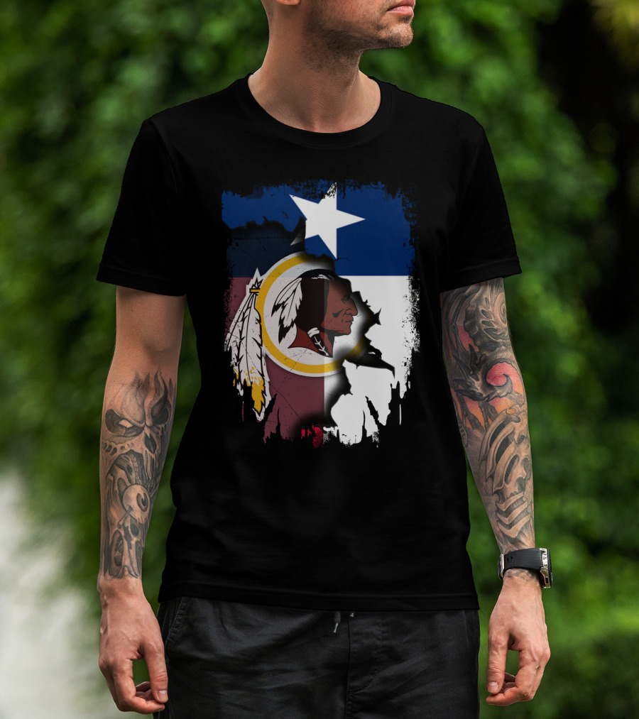 Texas Flag And Washington Redskins Logo United T-Shirt