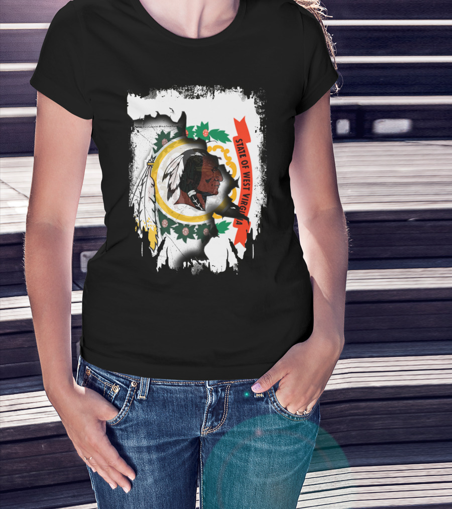 State Of West Virginia Redskins Collaboration T-Shirt