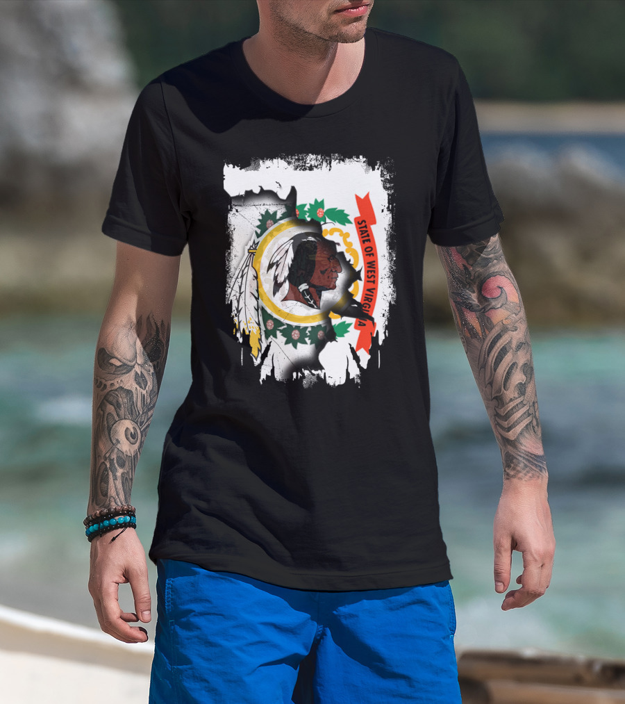 State Of West Virginia Redskins Collaboration T-Shirt