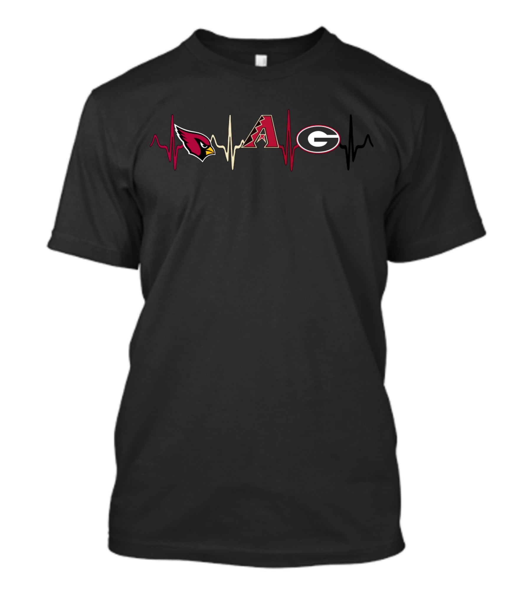 Love Cardinals Diamondbacks Georgia Bulldogs Heartbeat T-Shirt