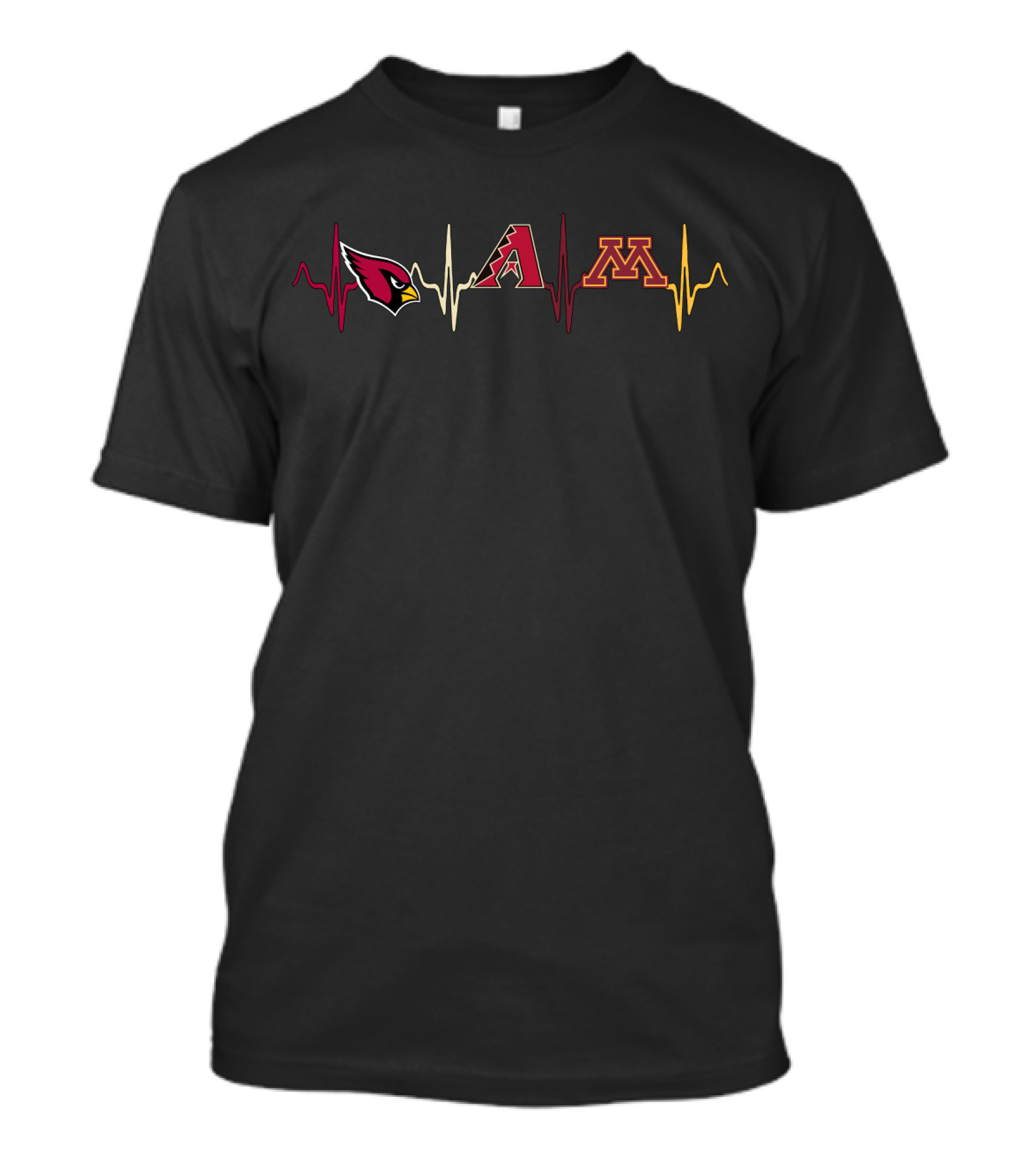Love Cardinals Diamondbacks Minnesota Gophers Heartbeat Mgg T-Shirt