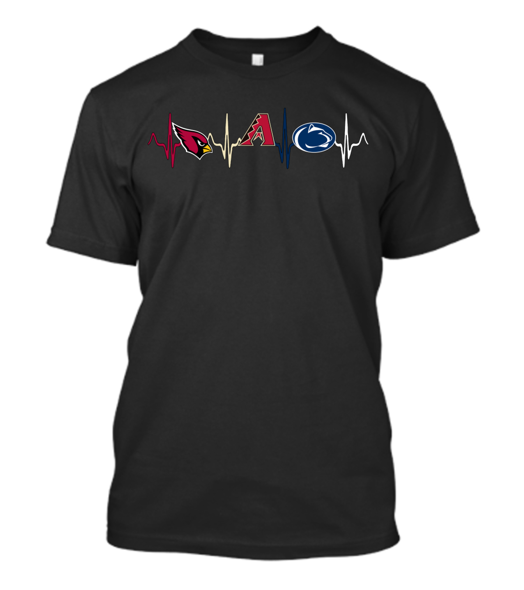 Love Cardinals Diamondbacks Penn State Nittany Lions Heartbeat T-Shirt