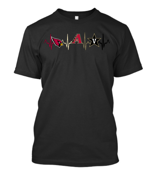 Cardinals Diamondbacks Vanderbilt Logo Heartbeat T-Shirt