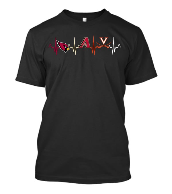 Cardinals Diamondbacks Cavaliers Heartbeat Line T-Shirt