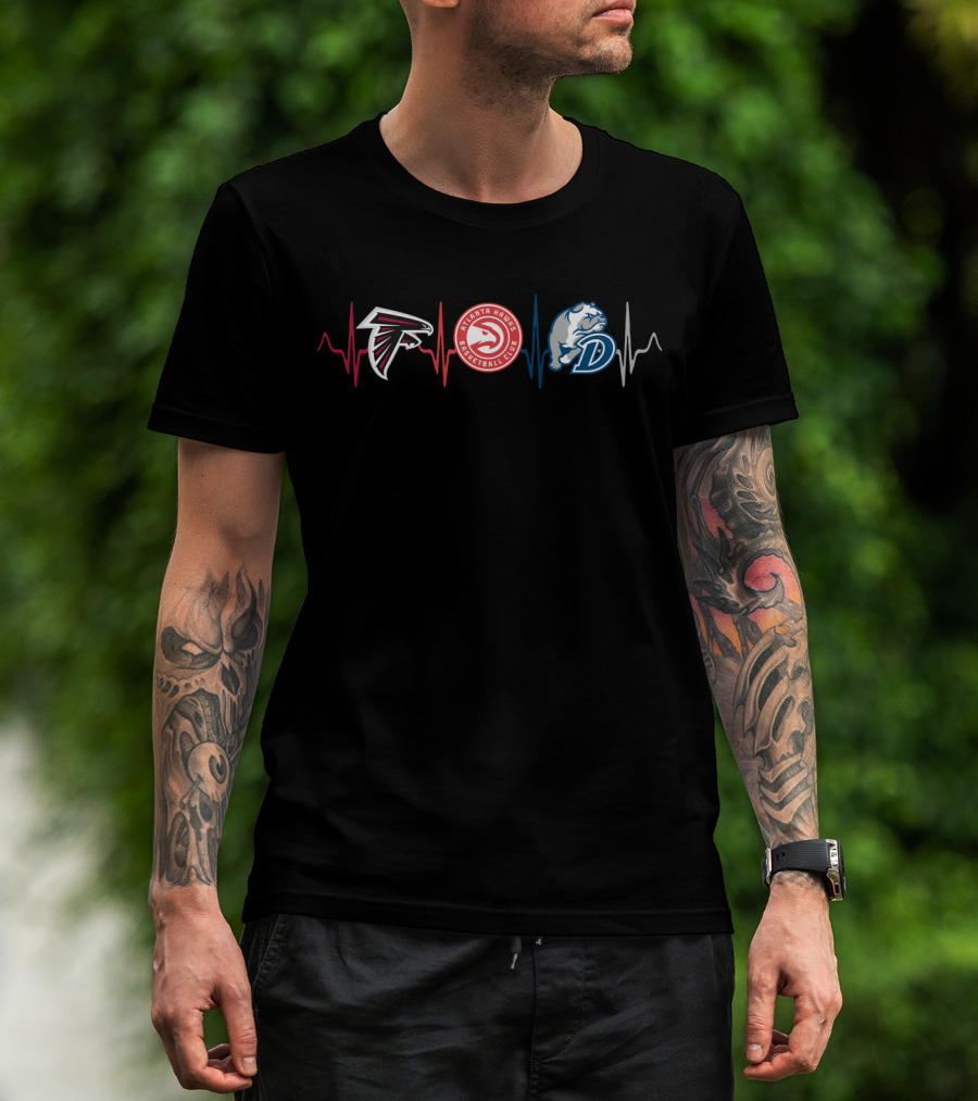 Atlanta Falcons Atlanta Hawks Drake Bulldogs Heartbeat T-Shirt
