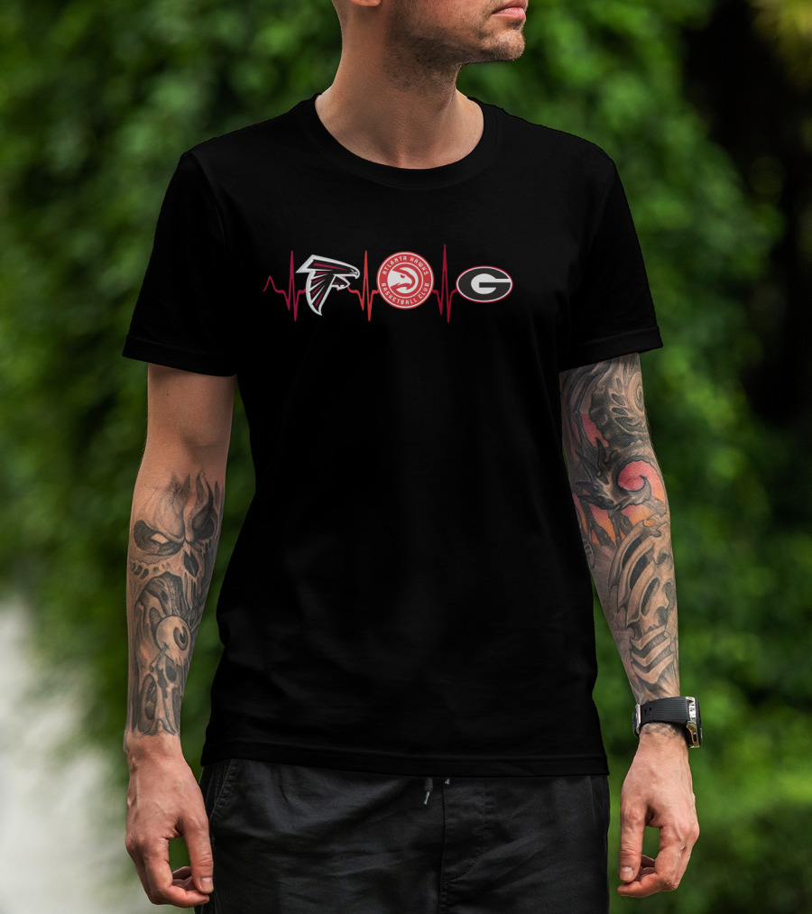Atlanta Falcons Hawks Georgia Bulldogs Heartbeat T-Shirt