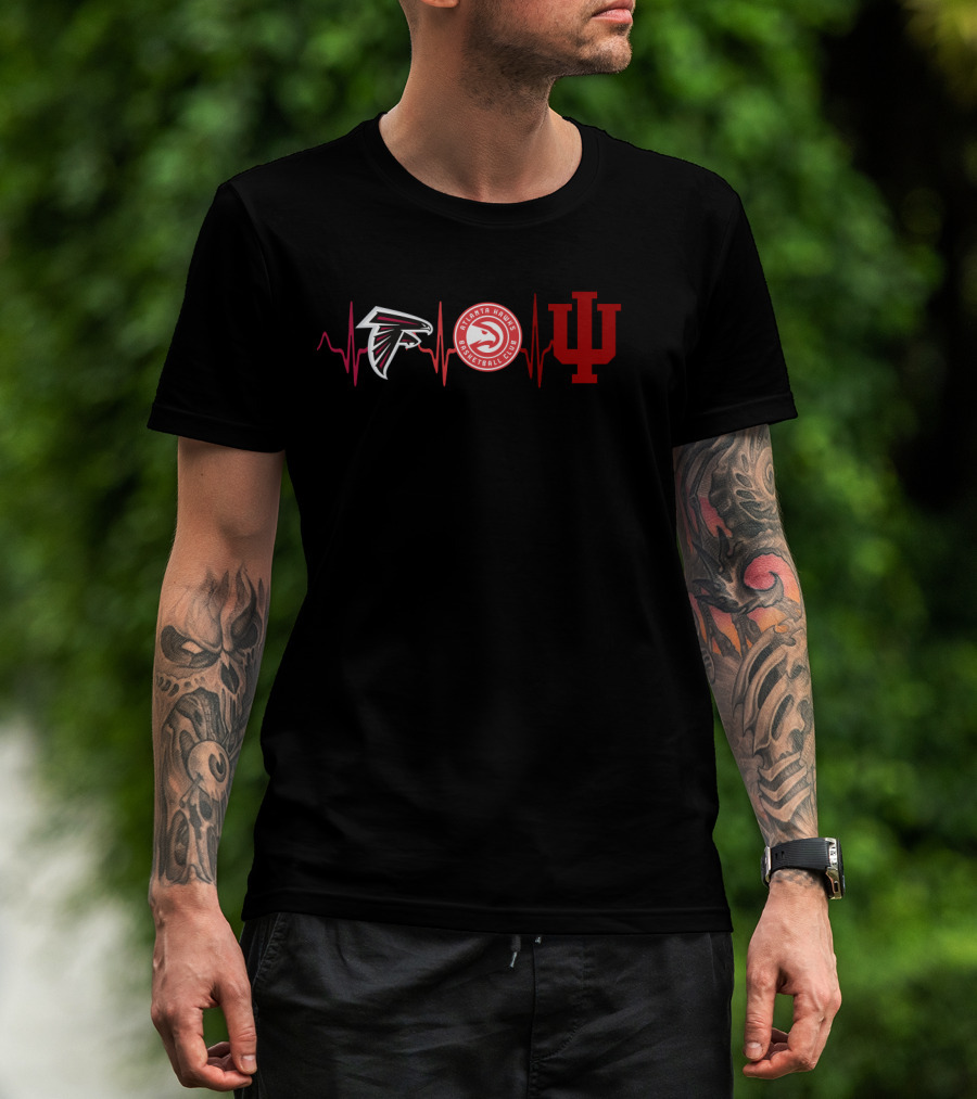 Atlanta Falcons Atlanta Hawks Indiana Hoosiers Heartbeat T-Shirt