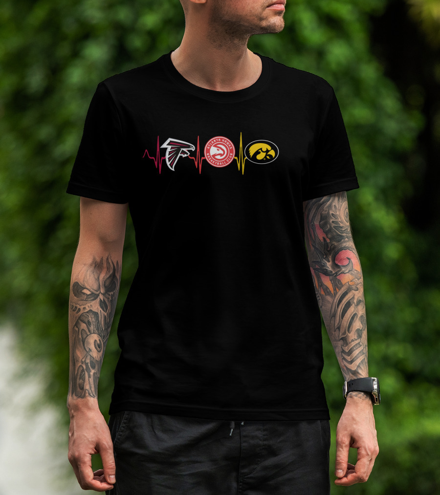 Love Falcons Atlanta Hawks Iowa Hawkeyes Heartbeat Iha T-Shirt