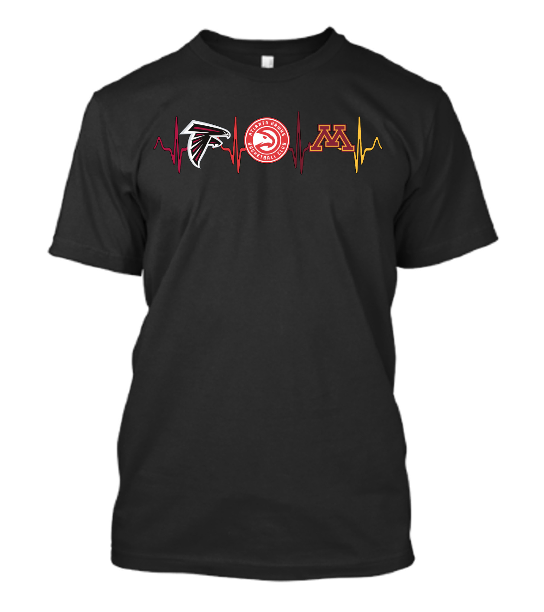 Atlanta Falcons Atlanta Hawks Minnesota Golden Gophers Heartbeat T-Shirt