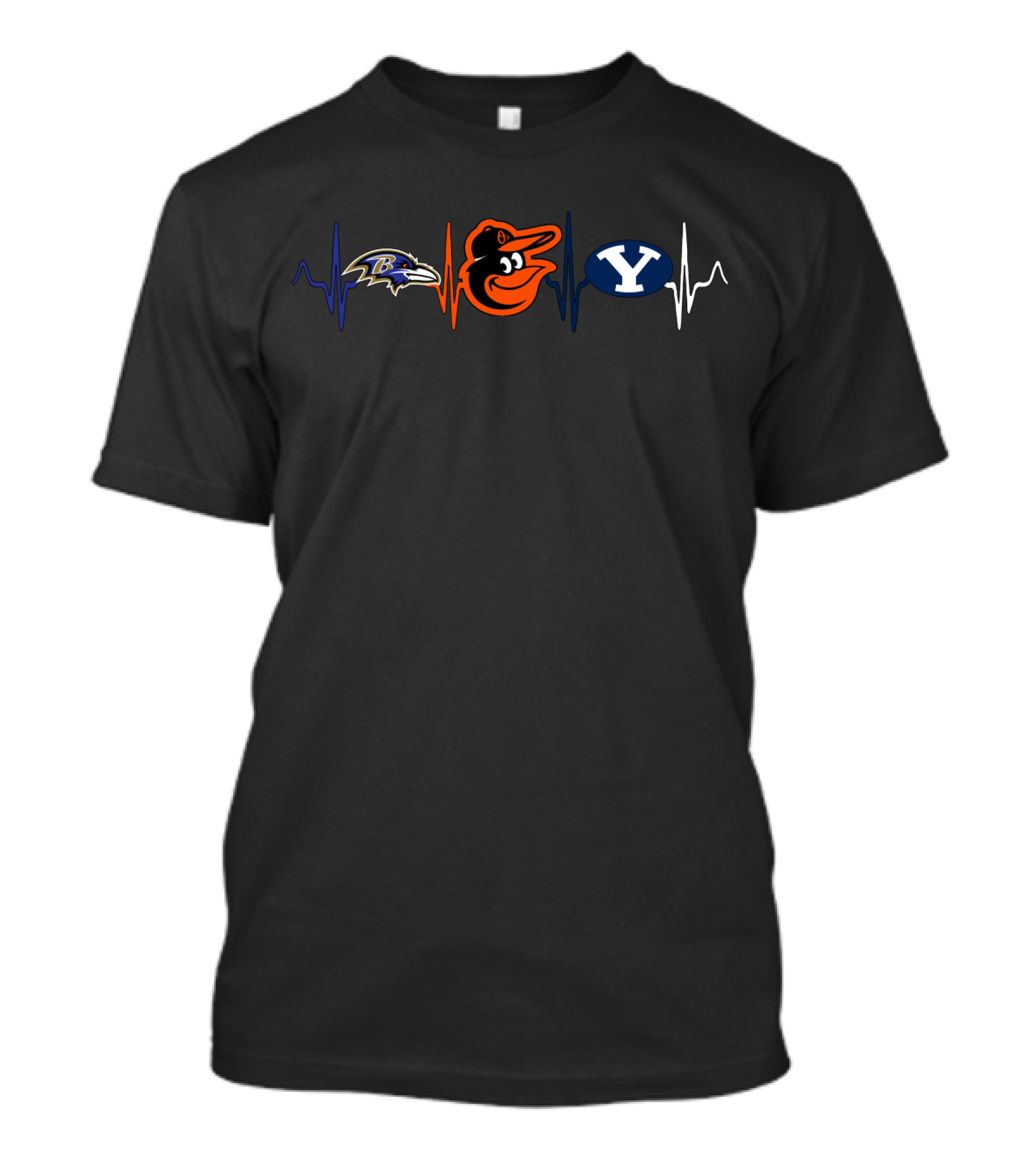 Baltimore Ravens Baltimore Orioles Byu Cougars Heartbeat T-Shirt