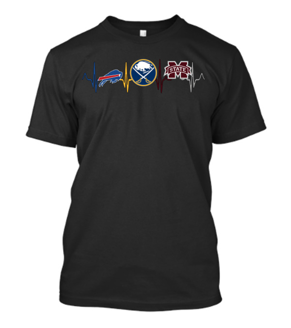 Buffalo Bills Sabres Mississippi State Heartbeat T-Shirt