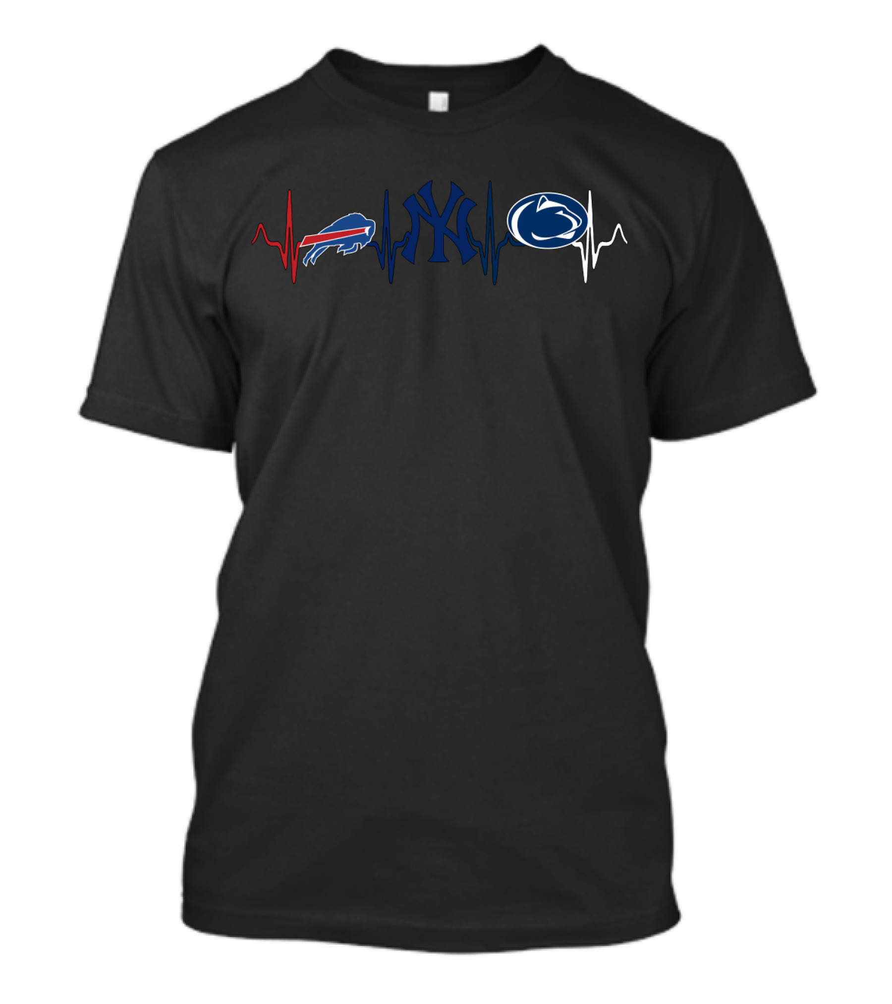 Buffalo Bills New York Yankees Penn State Nittany Lions Heartbeat T-Shirt