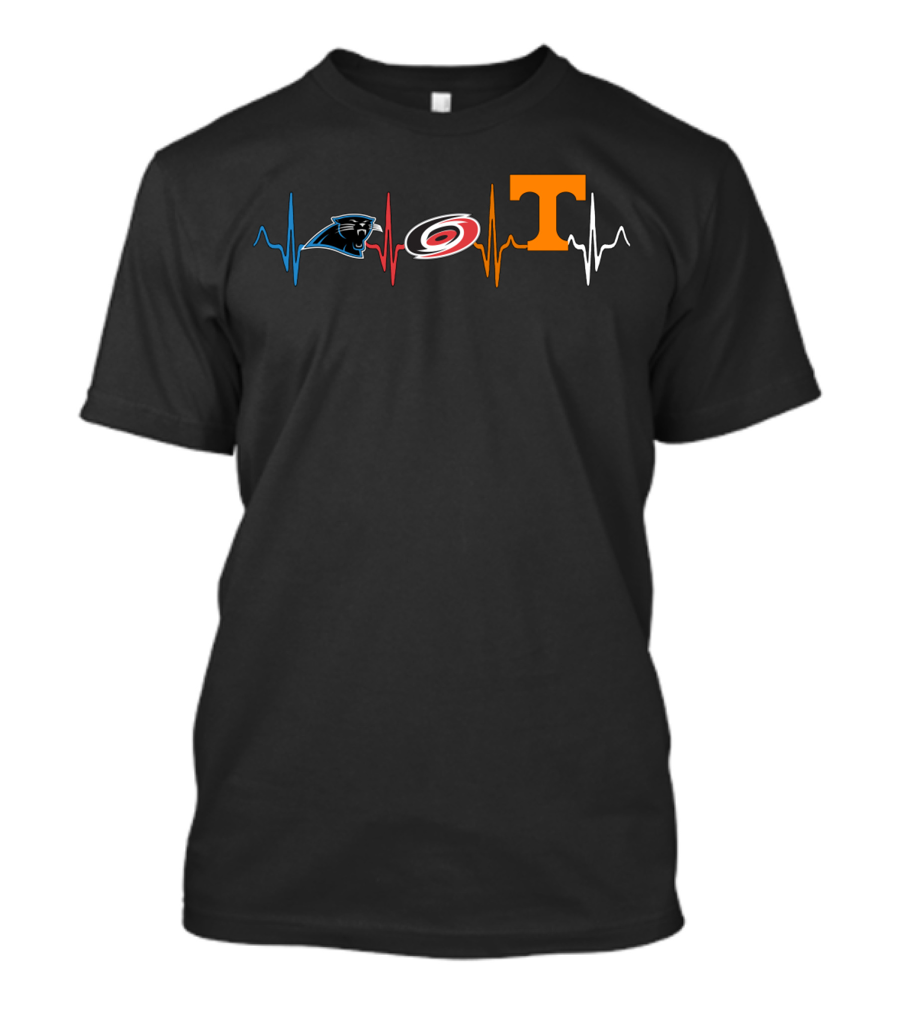 Carolina Panthers And Carolina Hurricanes Tennessee Vols Heartbeat T-Shirt