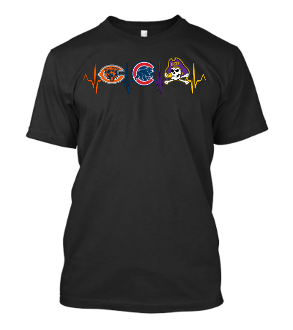 Chicago Bears Cubs Ecu Pirates Heartbeat T-Shirt