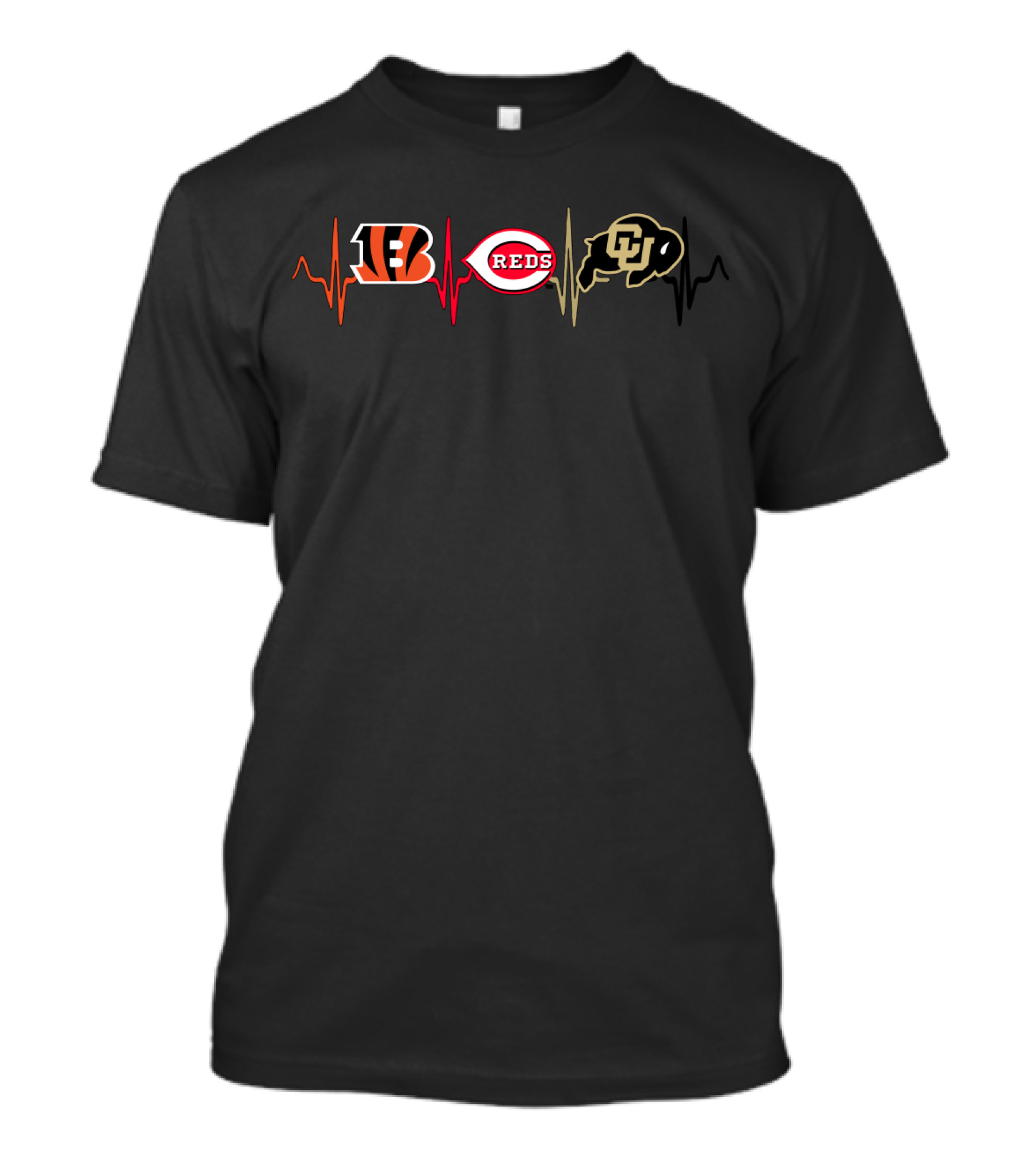 Bengals Reds Cbu Heartbeat Logo Combo T-Shirt