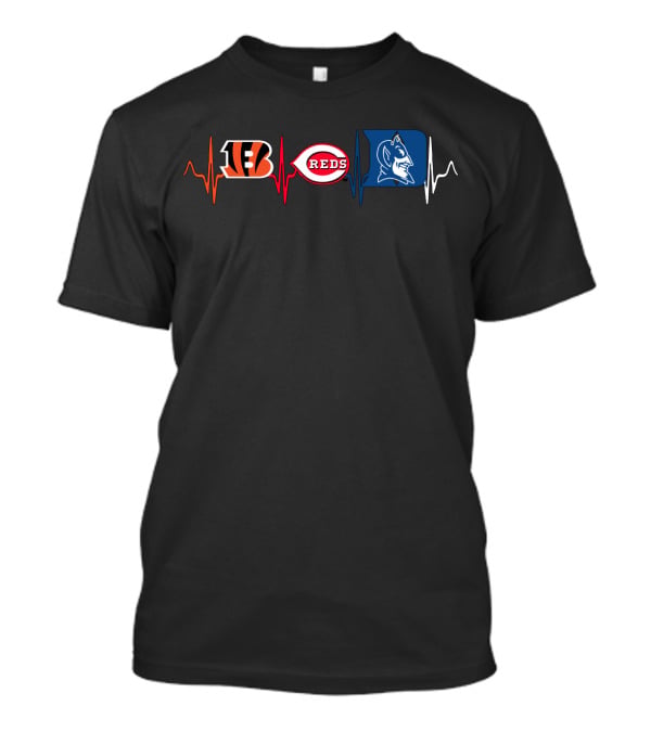 Bengals Reds Duke Blue Devils Heartbeat T-Shirt