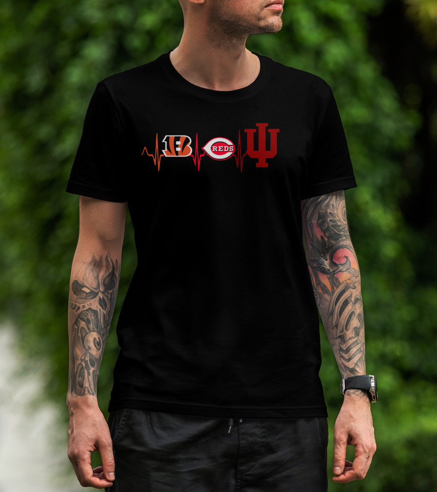 Bengals Reds Indiana Heartbeat T-Shirt